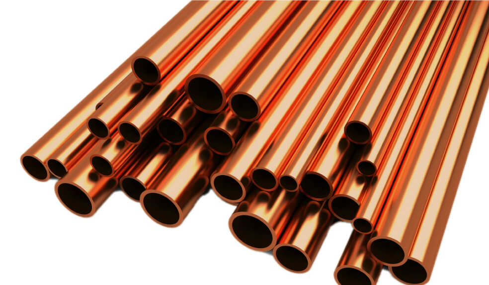 Straight copper pipes